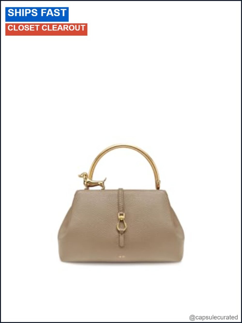 Vegan Leather Dachshund Metal Handle Top Handle Bag Crossbody